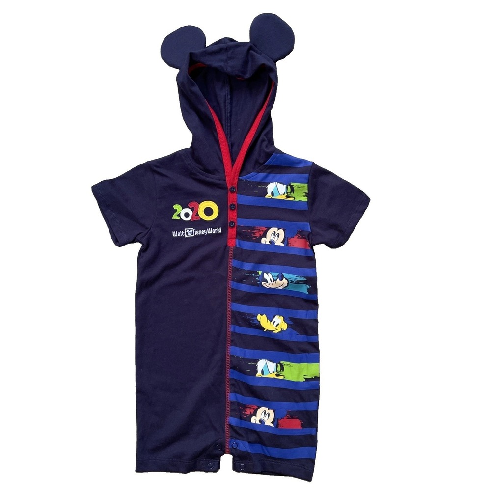 Disney Parks Walt Disney World 2020 Romper 24M Mickey Donald Goofy Pluto Hood